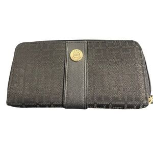 Tommy Hilfiger Black Monogram Zip Around Wallet